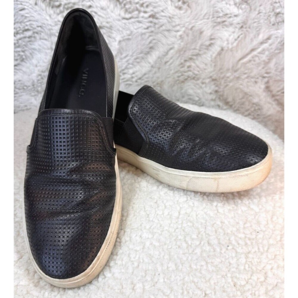 Vince Sneakers Size 7.5M Womens Shoes‎ Black Slip On Blair Perforated Leather